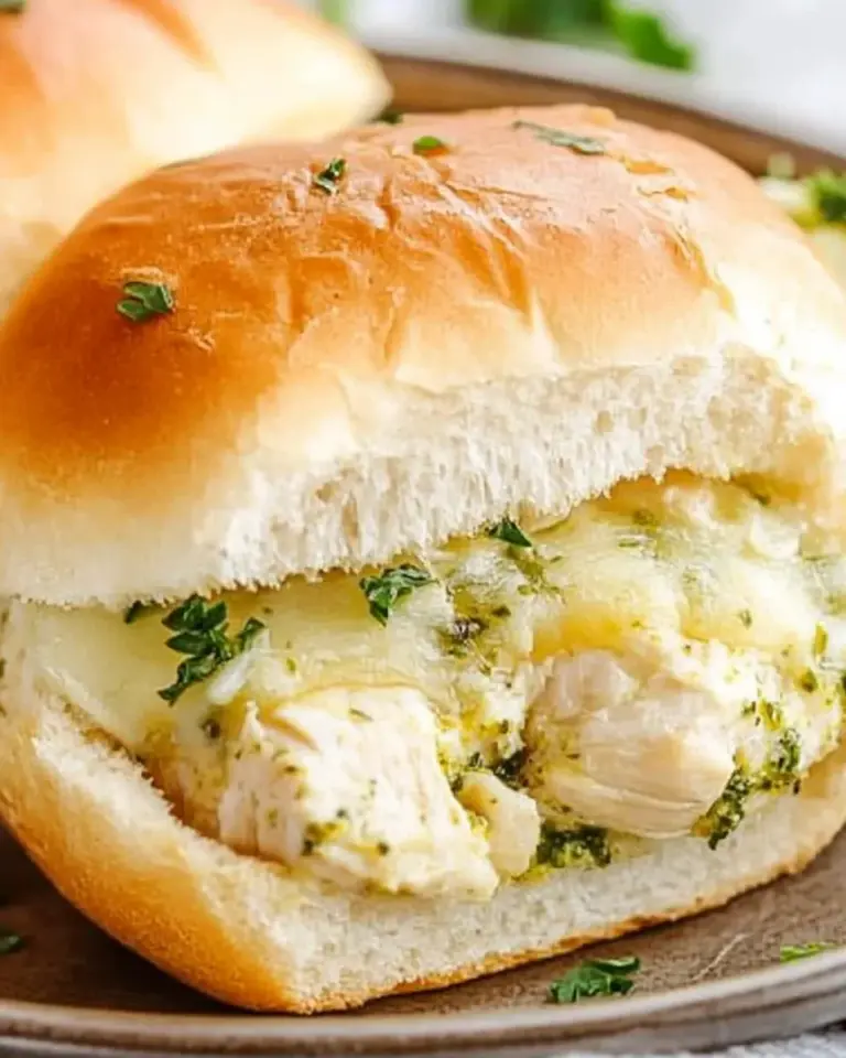 Cheesy Garlic Pesto Chicken Sliders