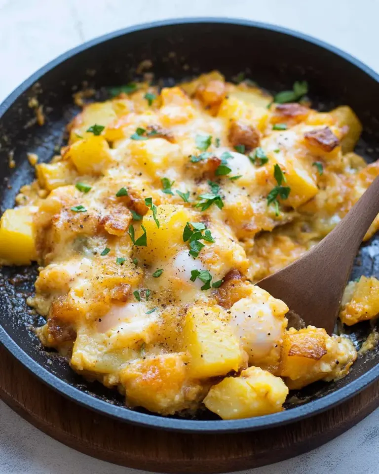 Cheesy Potato Egg Scramble