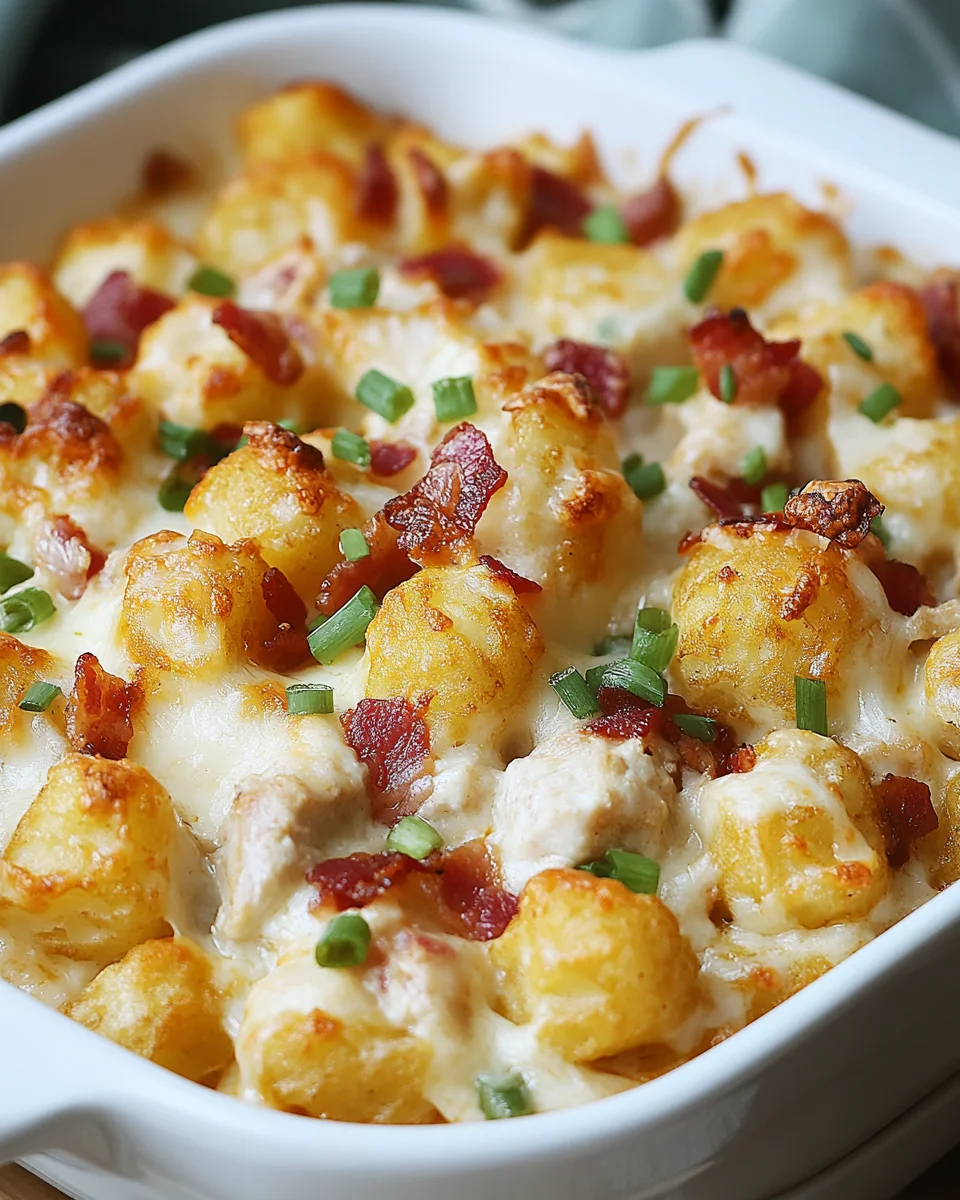 Chicken Bacon Ranch Tater Tot Casserole