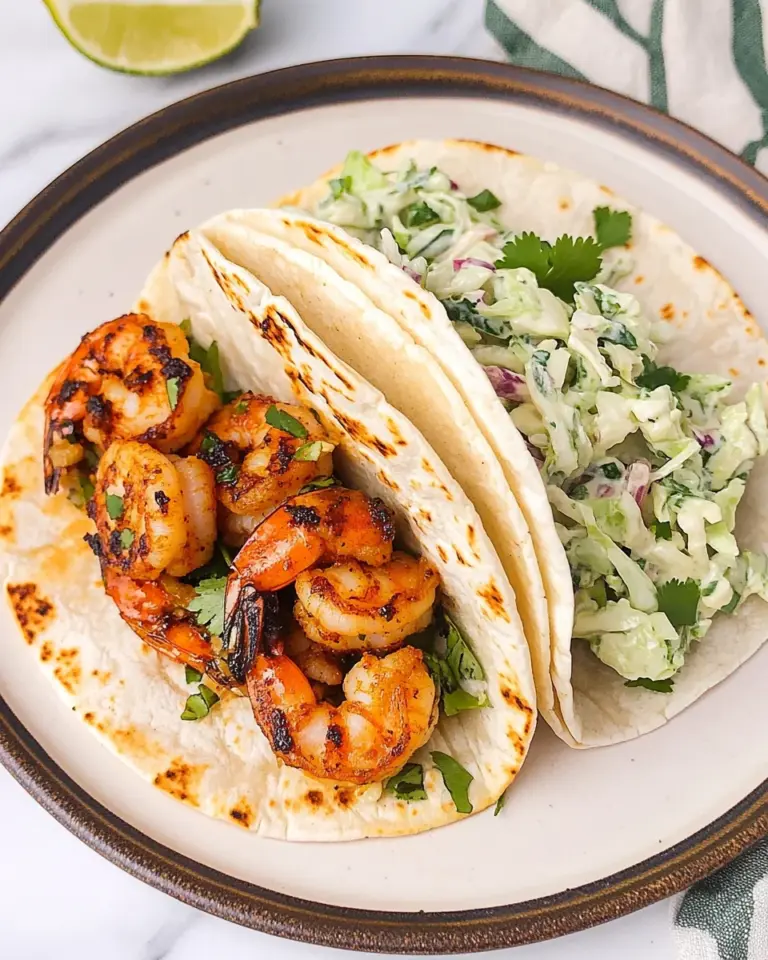 Cilantro Lime Shrimp Tacos with Creamy Slaw