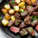 Creamy Garlic Butter Steak Bites and Potatoes