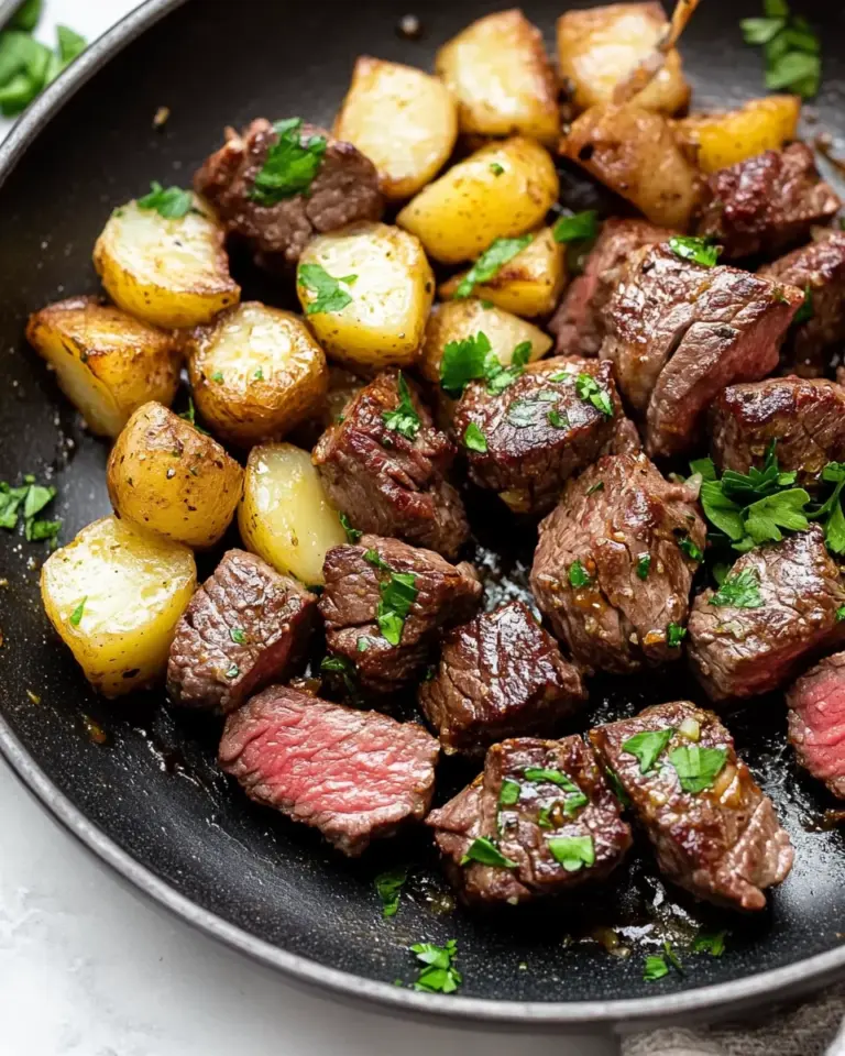 Creamy Garlic Butter Steak Bites and Potatoes