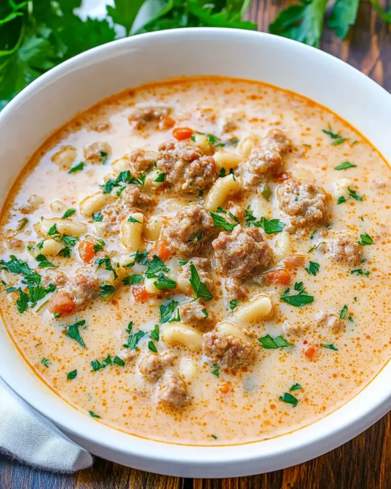 Creamy Parmesan Italian Sausage Ditalini Soup