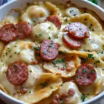 Crockpot Pierogi Casserole with Kielbasa