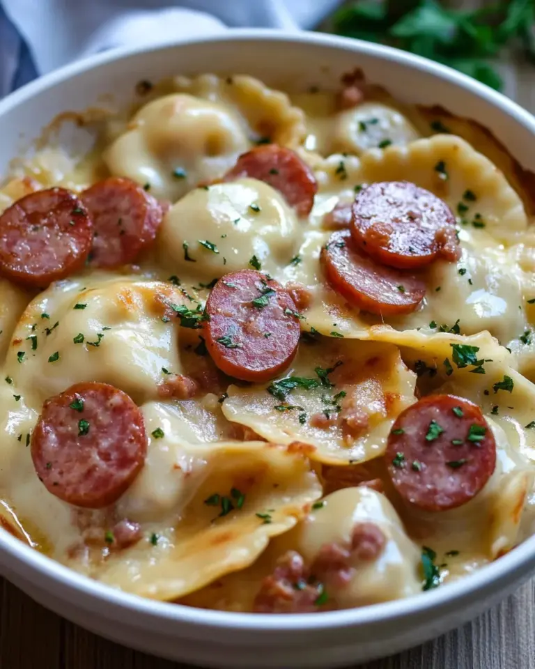 Crockpot Pierogi Casserole with Kielbasa
