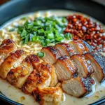 Fiery Chicken Ramen with Creamy Garlic Sauce
