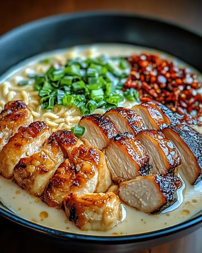 Fiery Chicken Ramen with Creamy Garlic Sauce