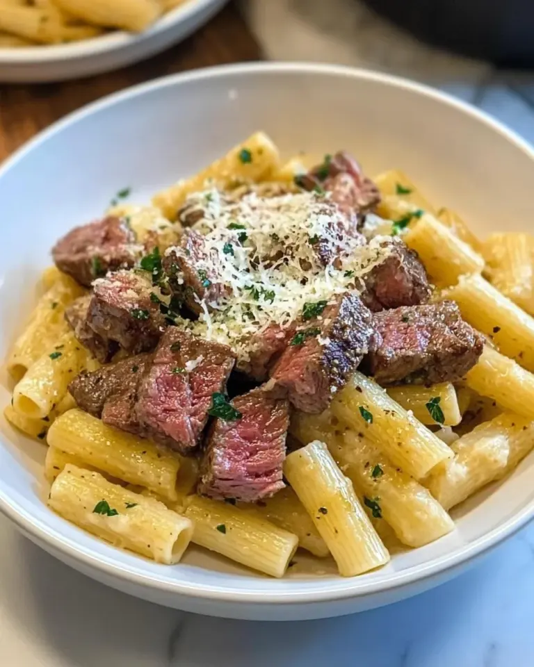 Garlic Parmesan Steak Pasta