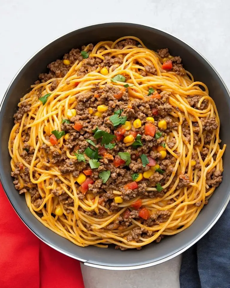 One Pot Taco Spaghetti