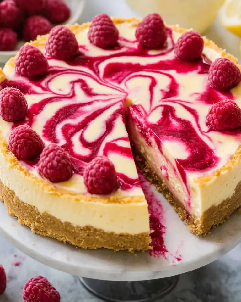 Raspberry Swirl Lemon Cheesecake