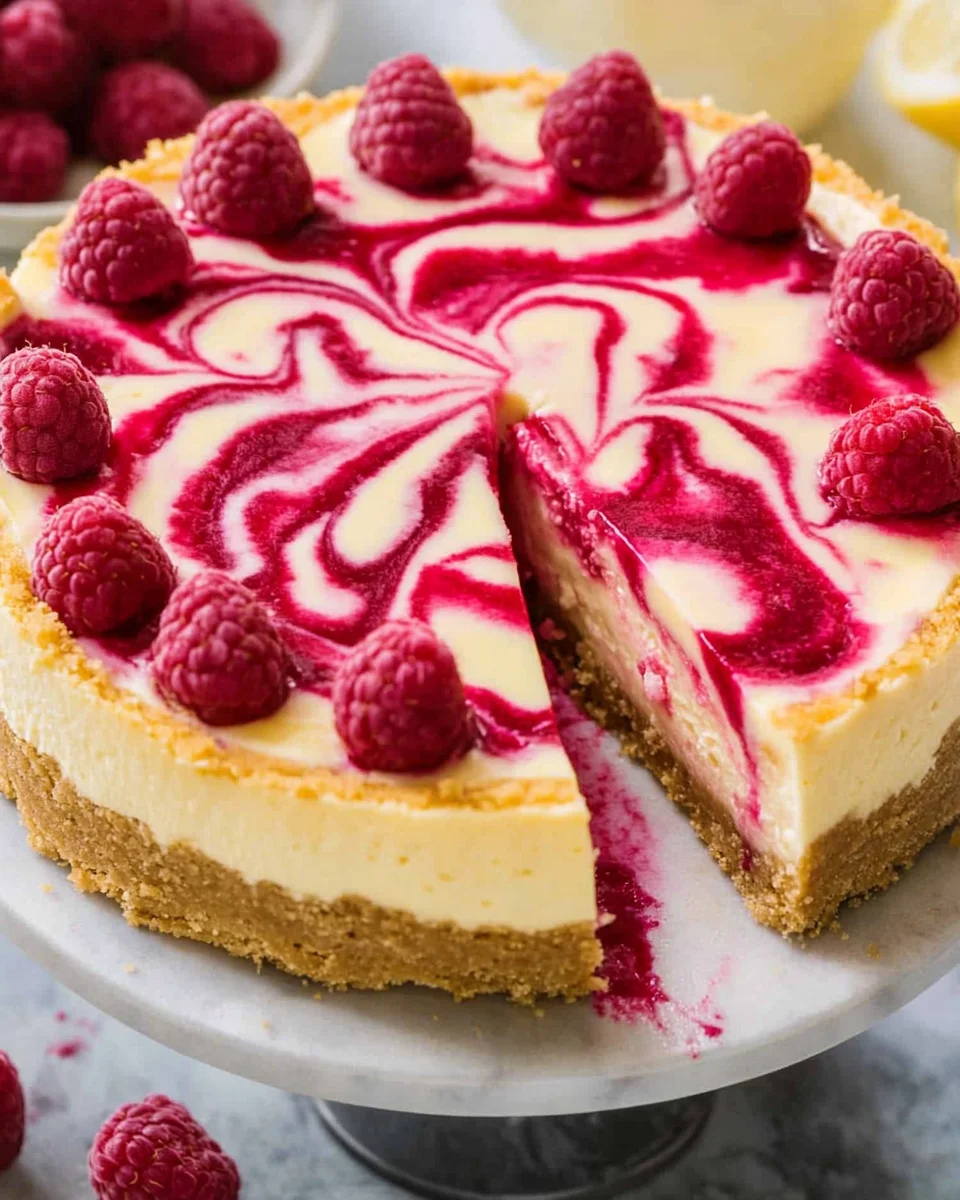 Raspberry Swirl Lemon Cheesecake