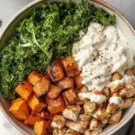 Roasted Chicken, Sweet Potato, and Kale Bowls