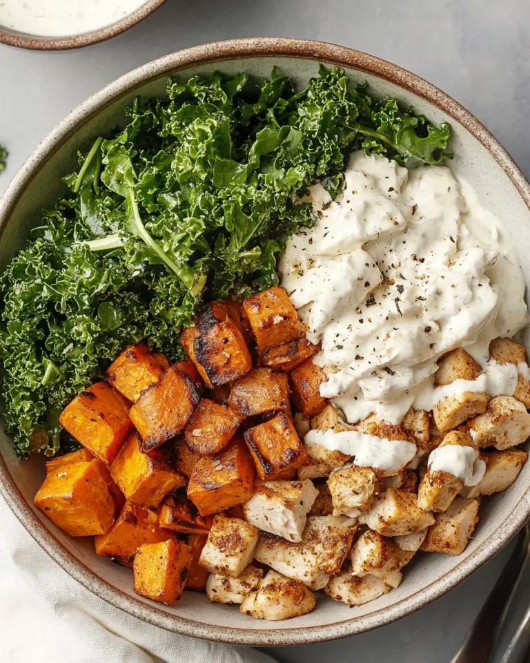 Roasted Chicken, Sweet Potato, and Kale Bowls