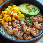 Shrimp and Avocado Bowls with Mango Salsa & Lime-Chili Sauce