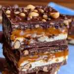 No Bake Crispy Snickers Bars