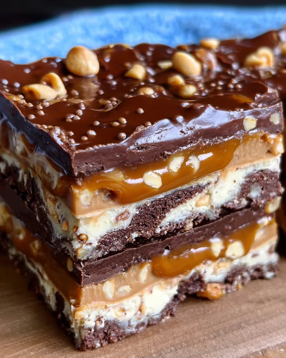 No Bake Crispy Snickers Bars 28 No